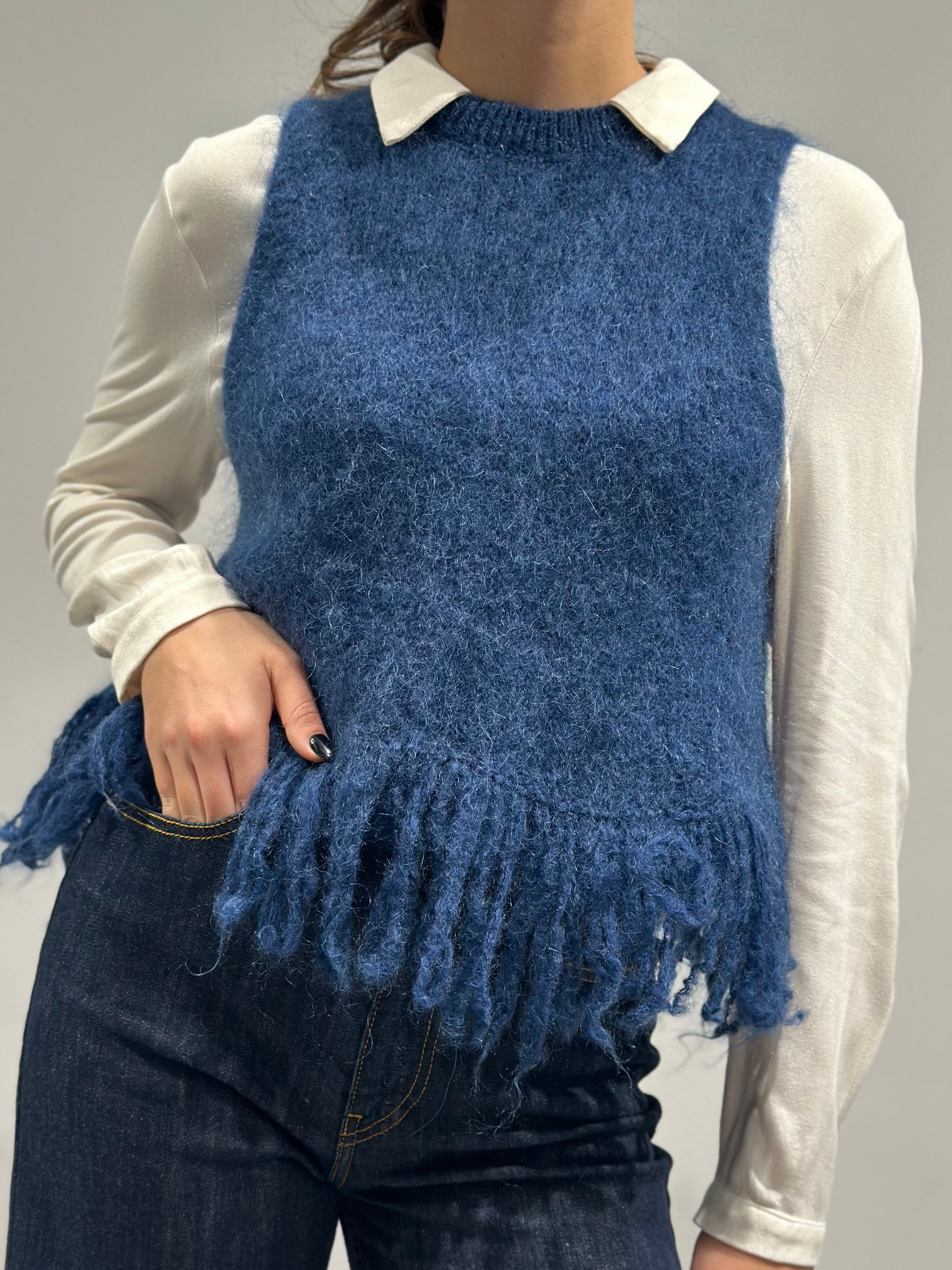 Gilet Lokita Frange Blu