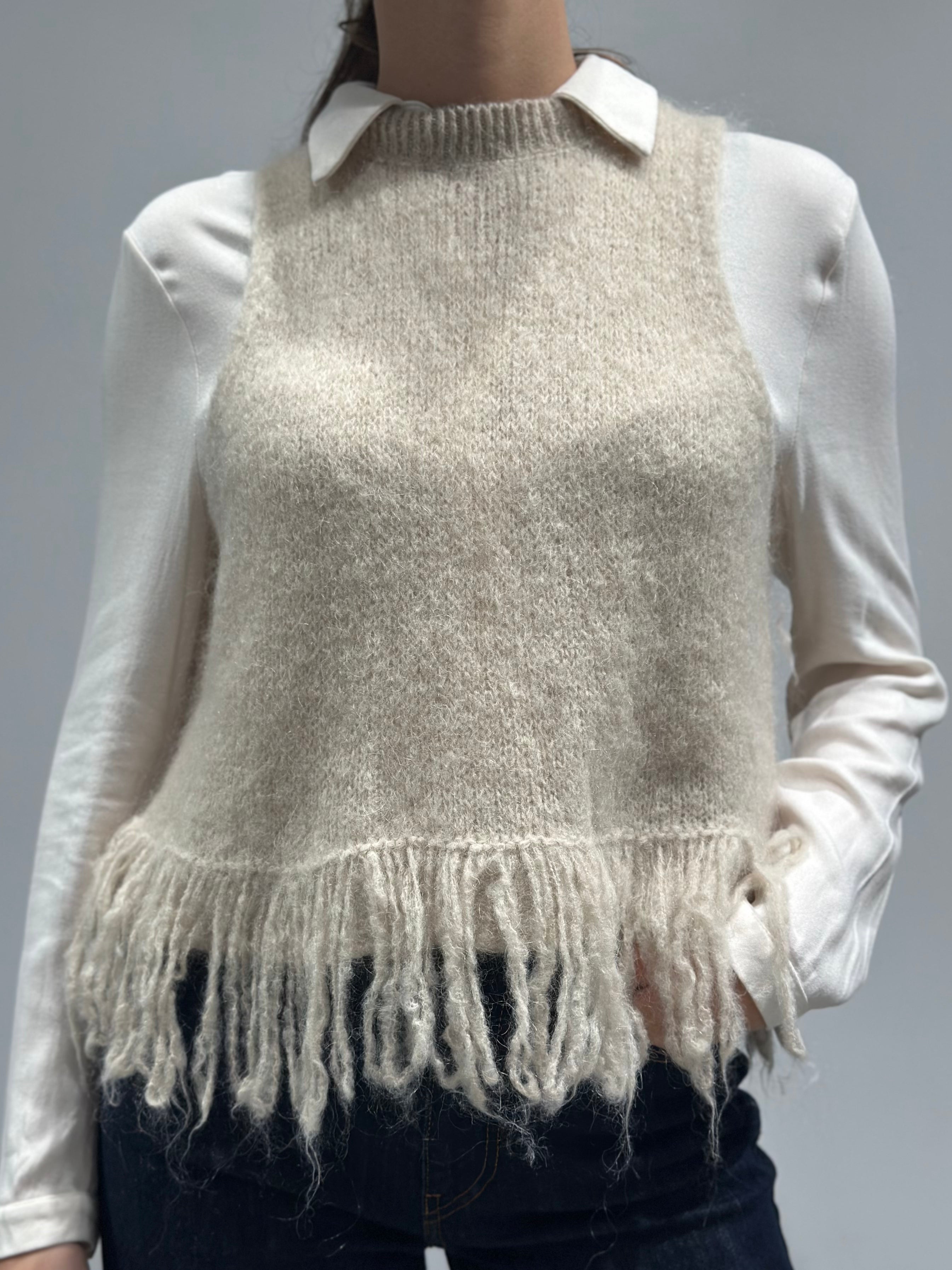 Gilet Lokita Frange Beige