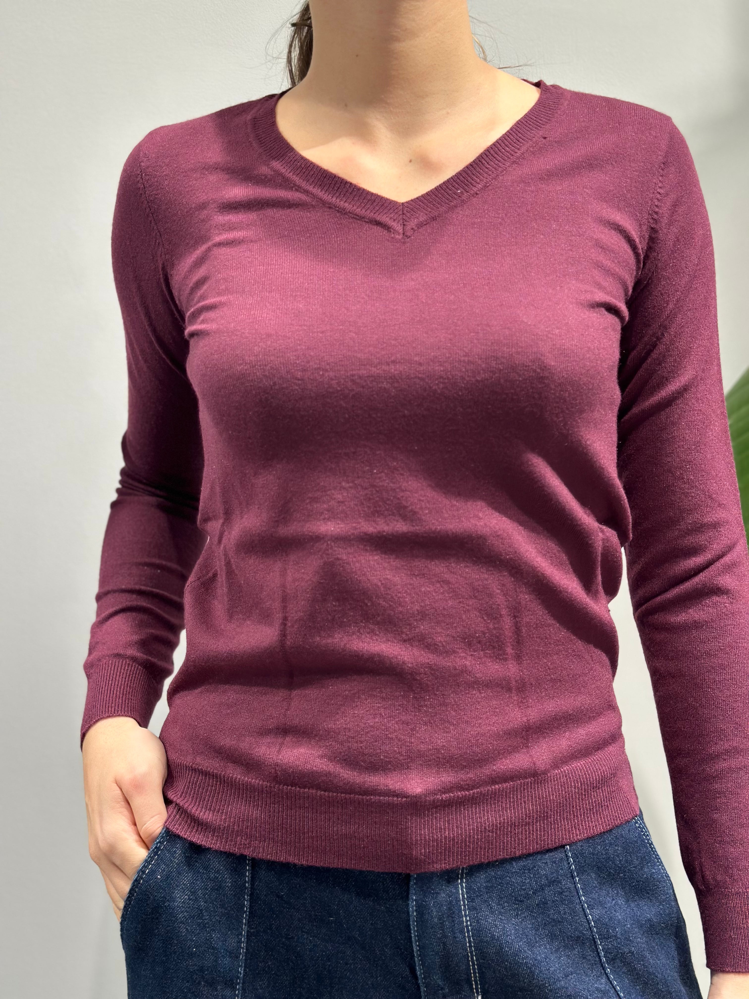 Maglioncino Over-d Scollo V Bordeaux M15