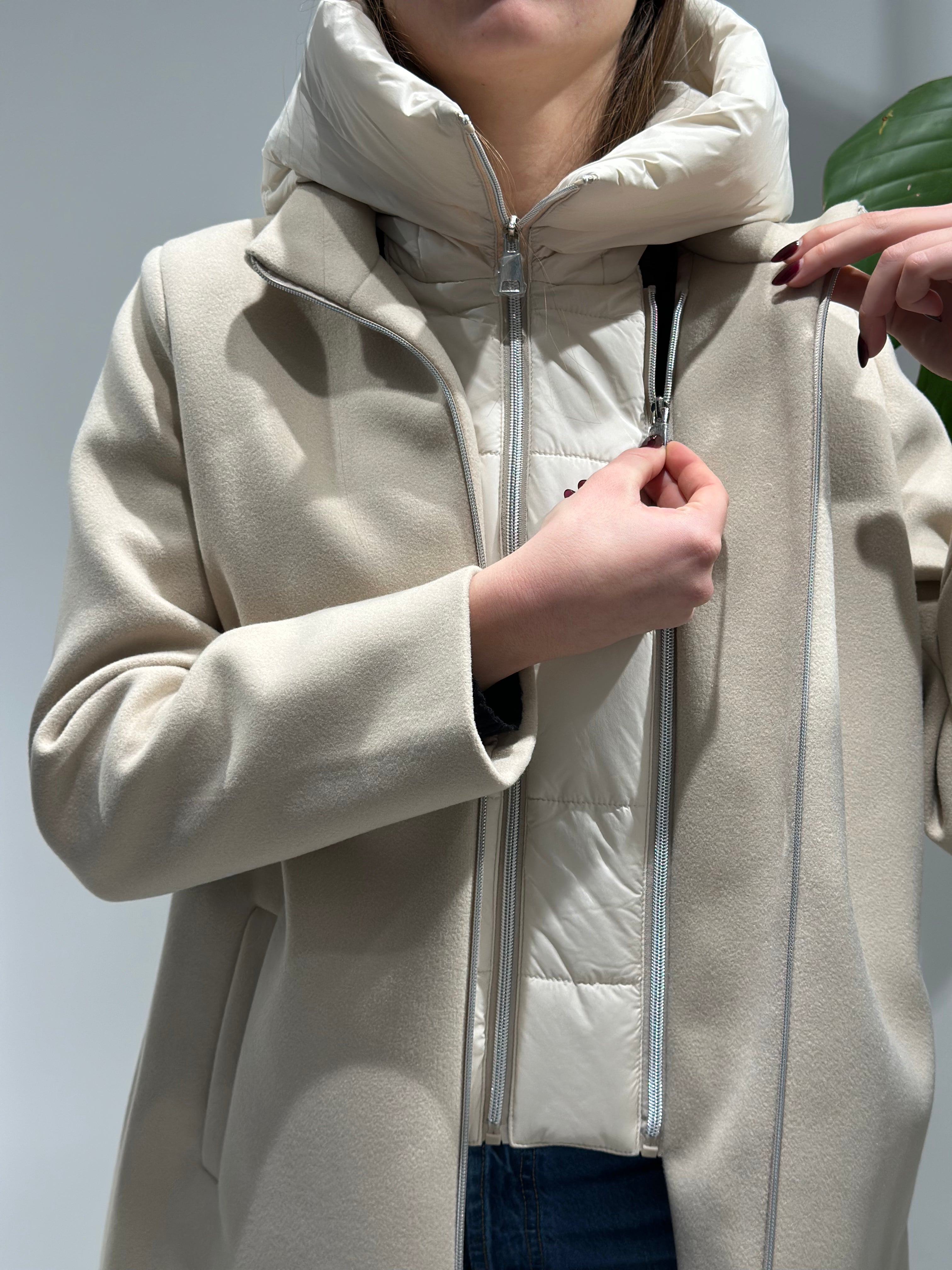Cappotto Lokita Combinato Beige