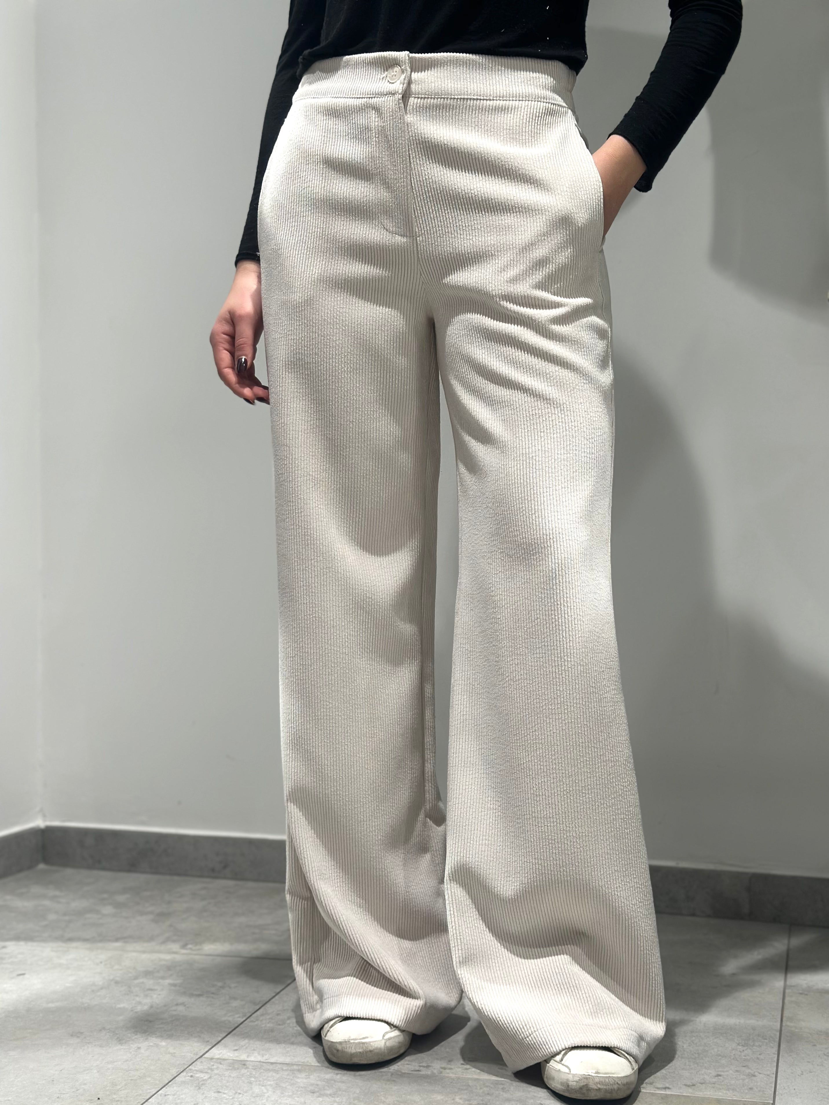 Pantalone Lokita Velluto Avorio