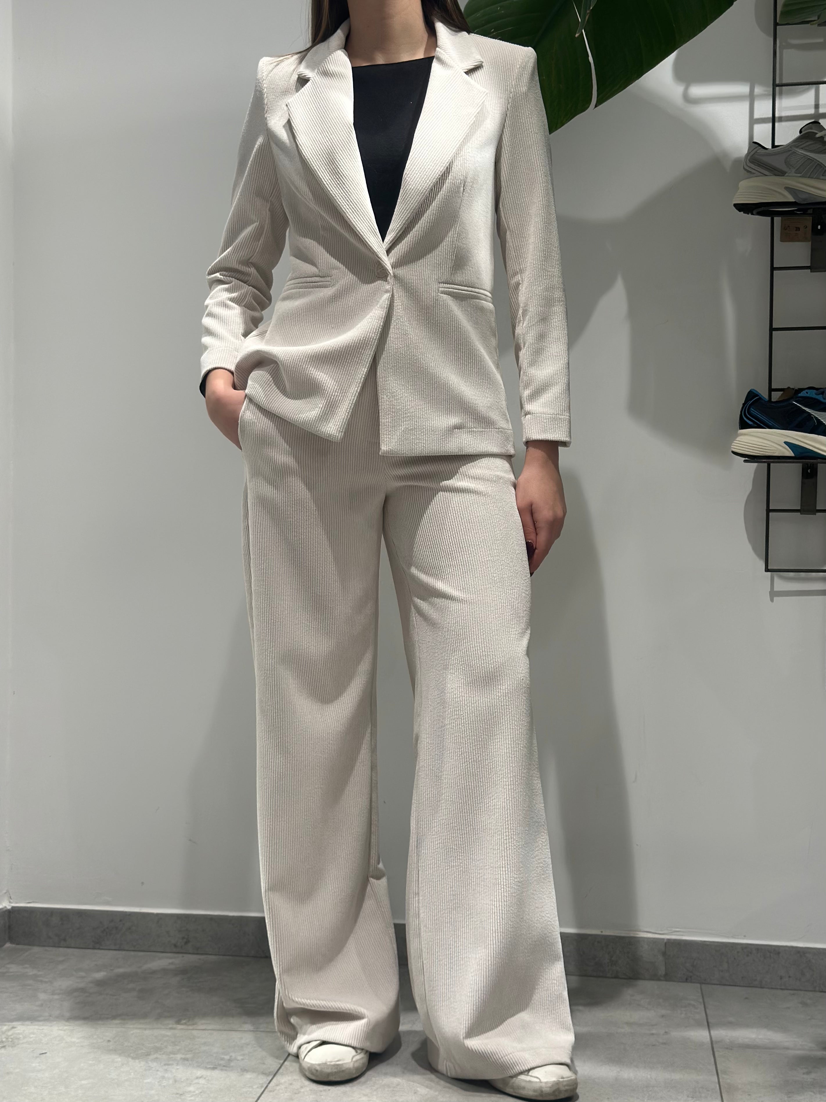 Pantalone Lokita Velluto Avorio