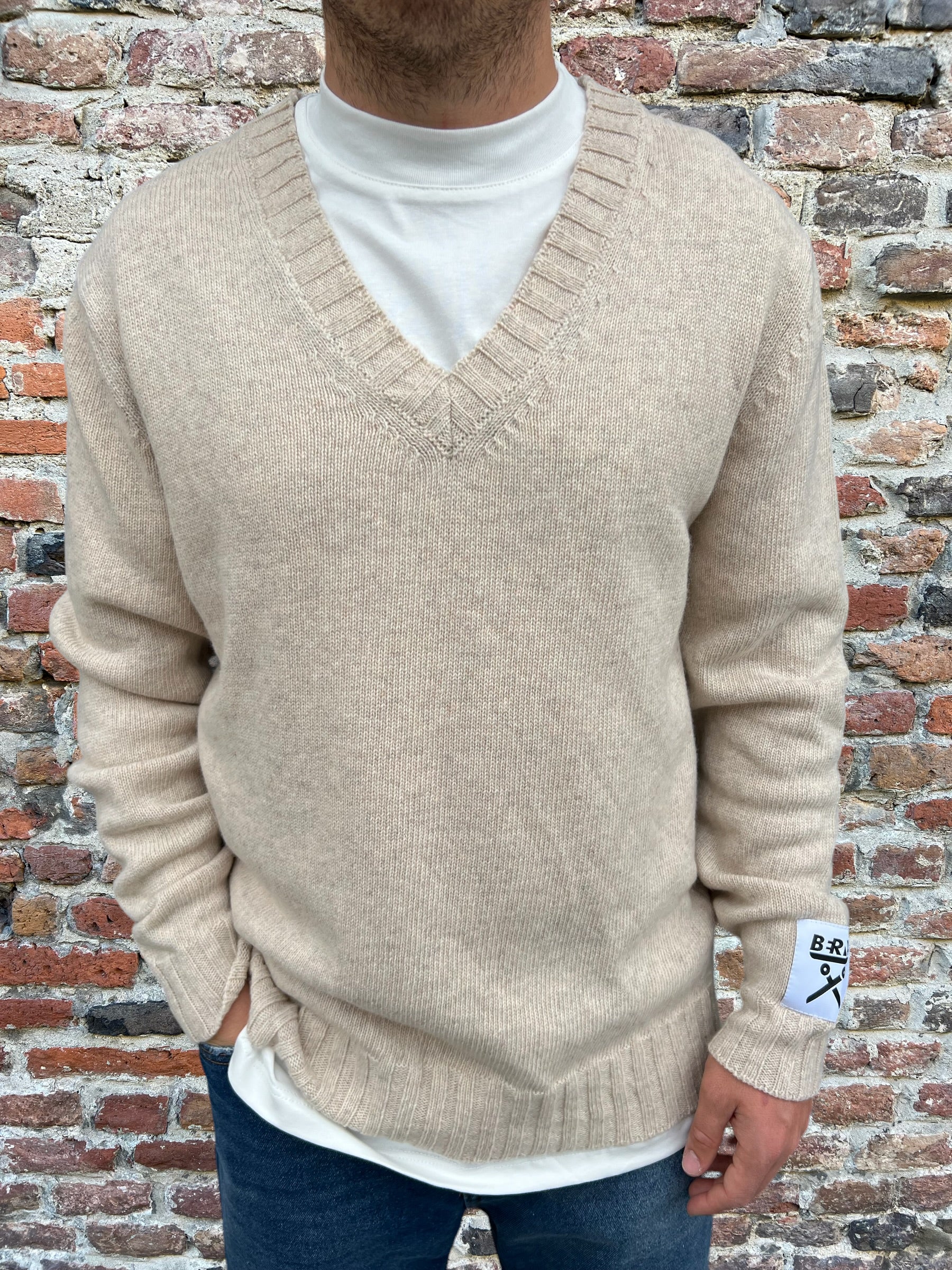 Maglione Berna Scollo V Beige (8628325253460)