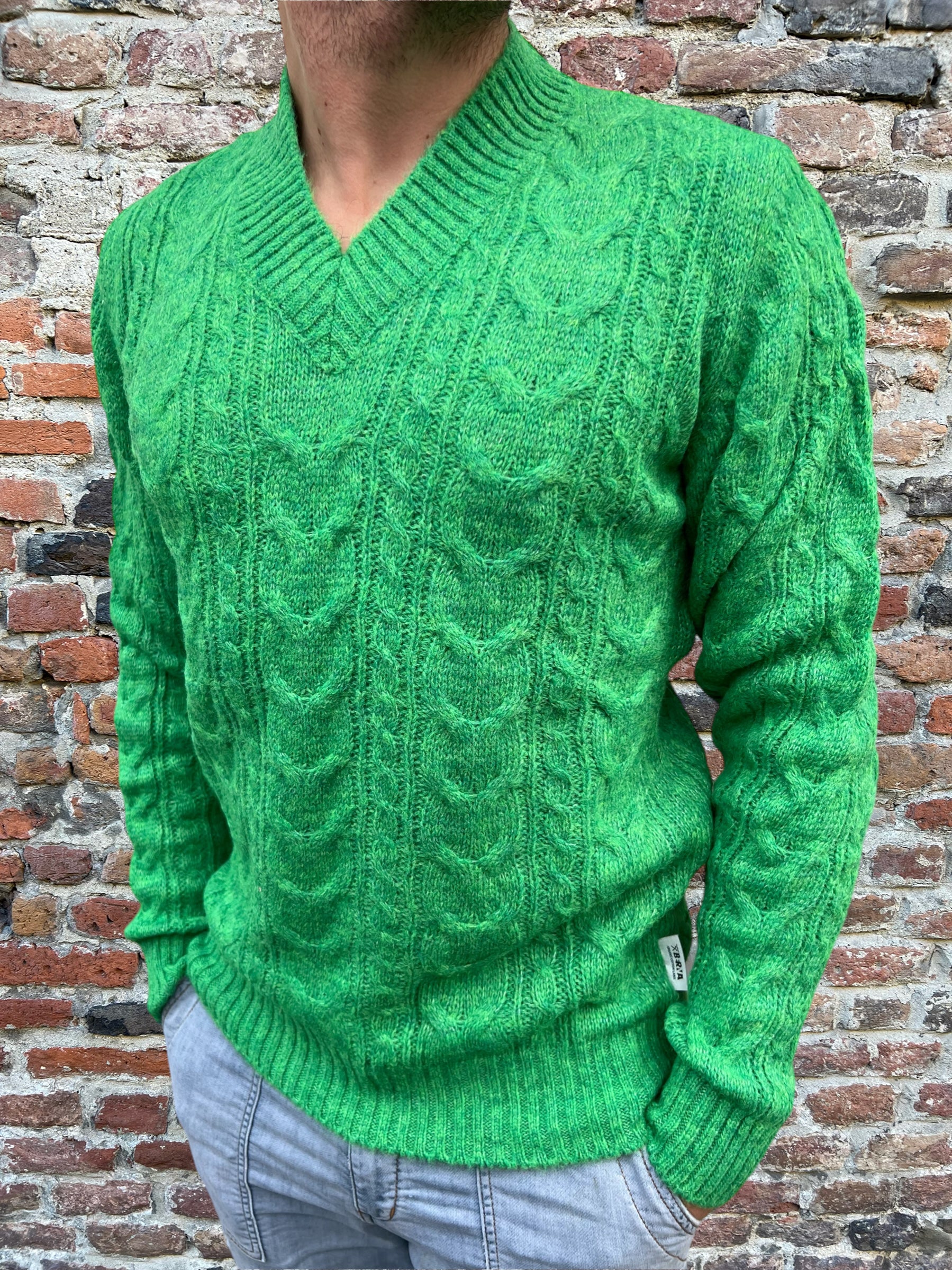 Maglioncino Berna Scollo V Trecce Verde (8722794611028)