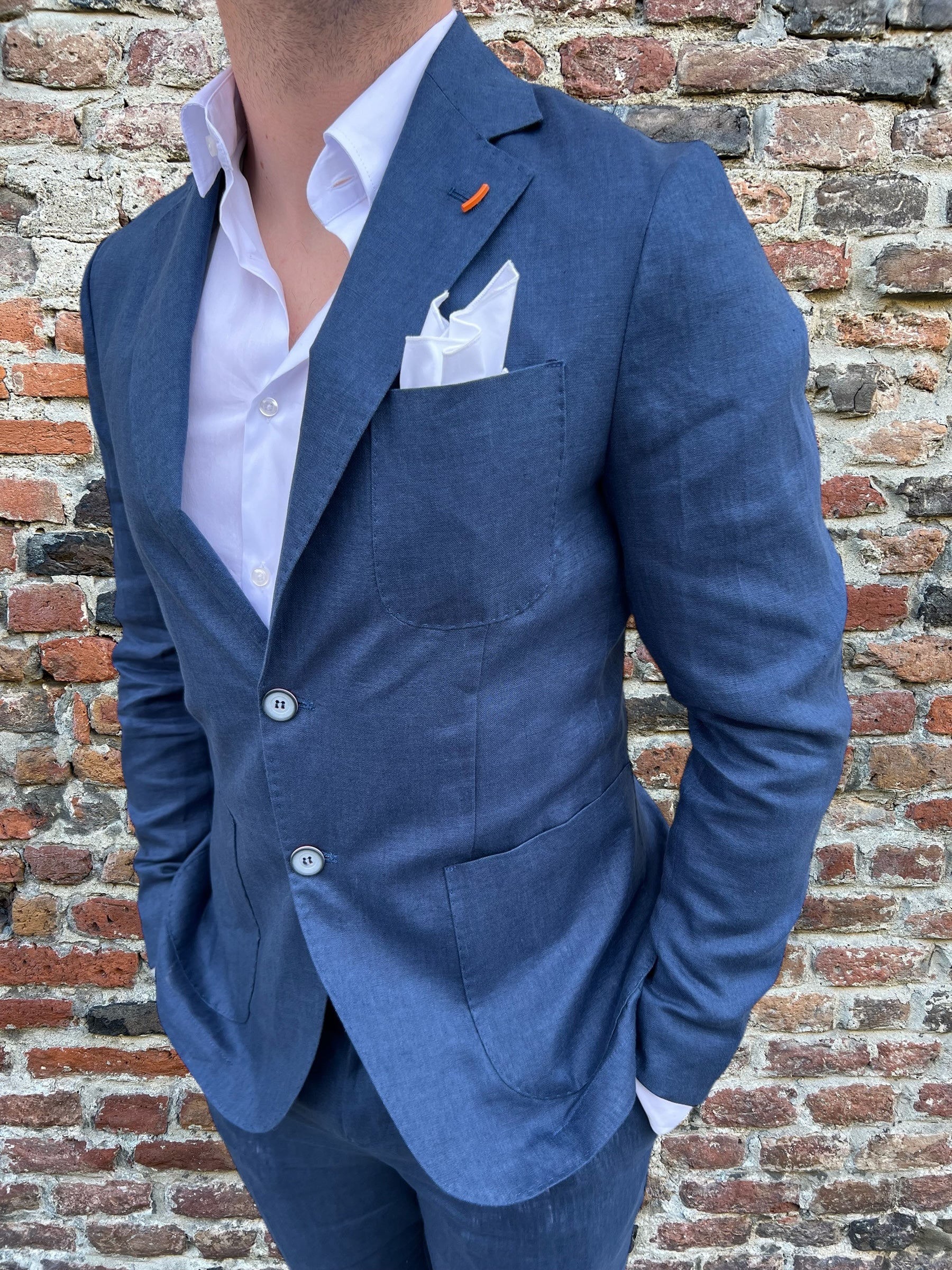 Giacca Over-d Lino Blu P37 (9097946497364)