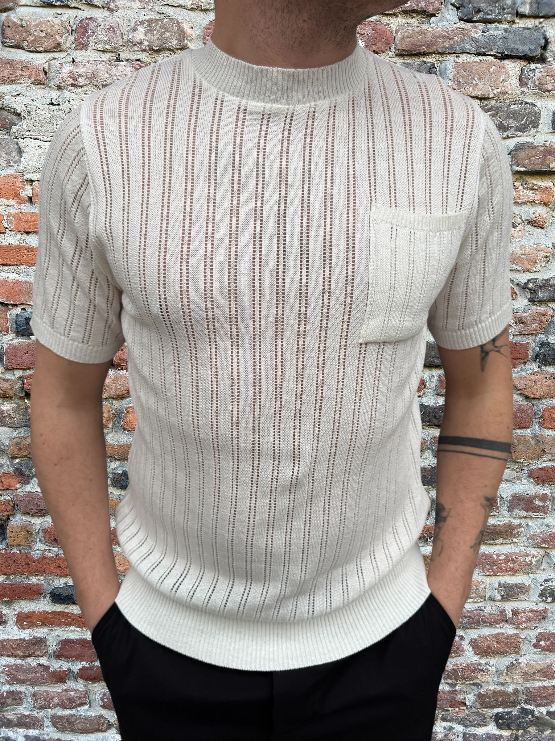 T-shirt Block Eleven Maglia Taschino Panna (11899326628180)