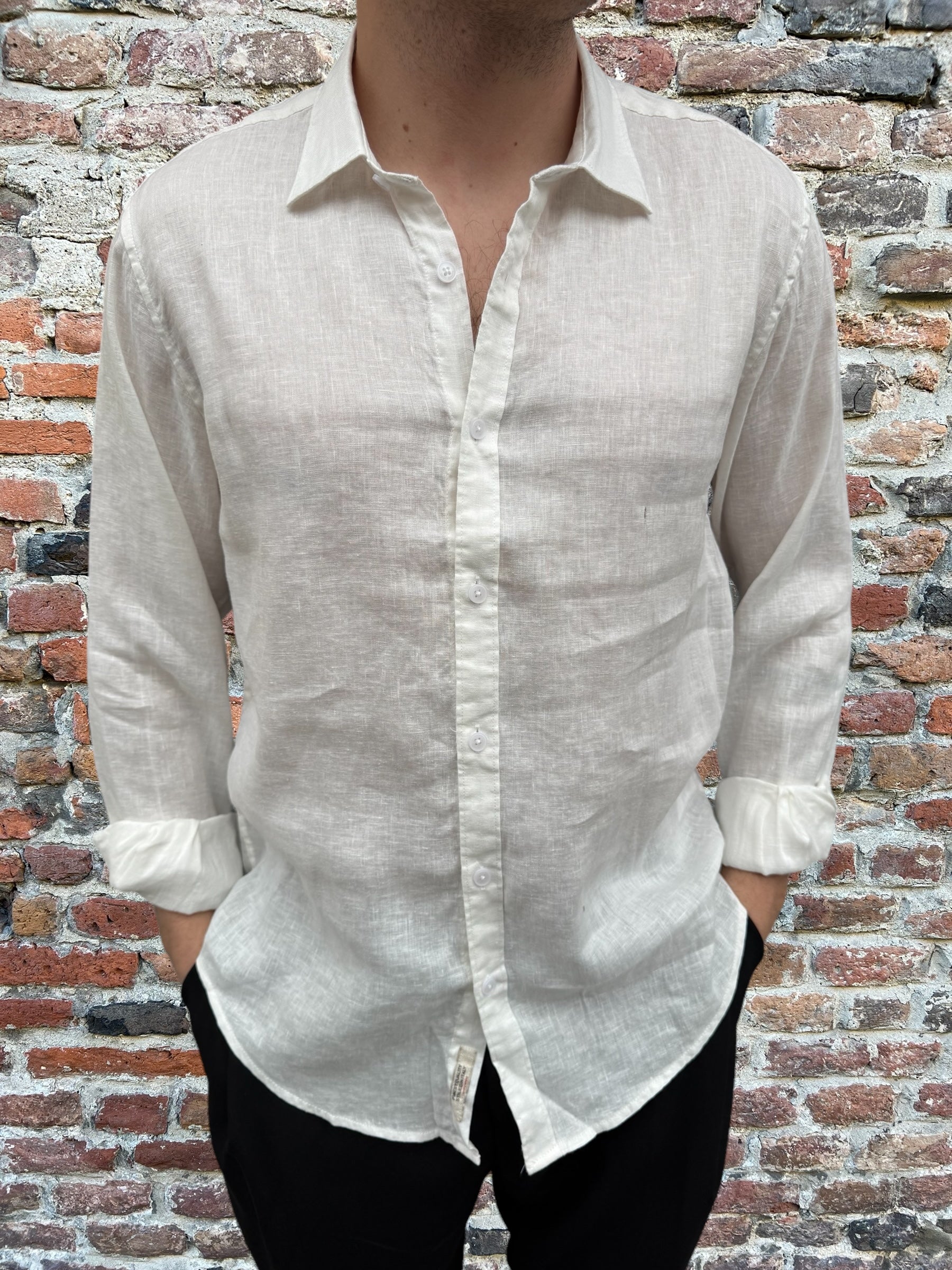 Camicia Gianni Lupo Lino Colletto Francese Bianca 7619 (11945579282772)