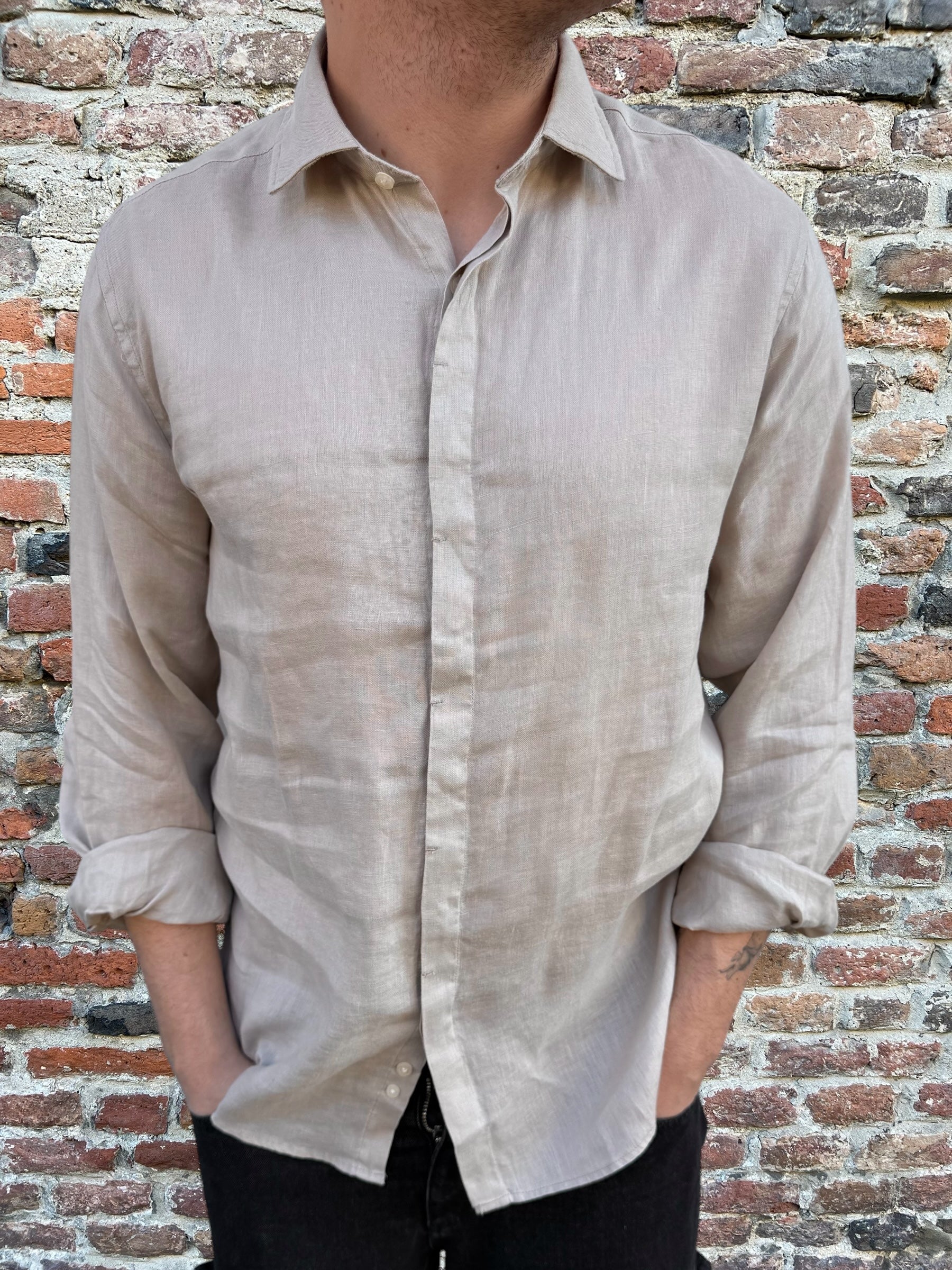 Camicia Berna Lino Sabbia 199 (11926323659092)