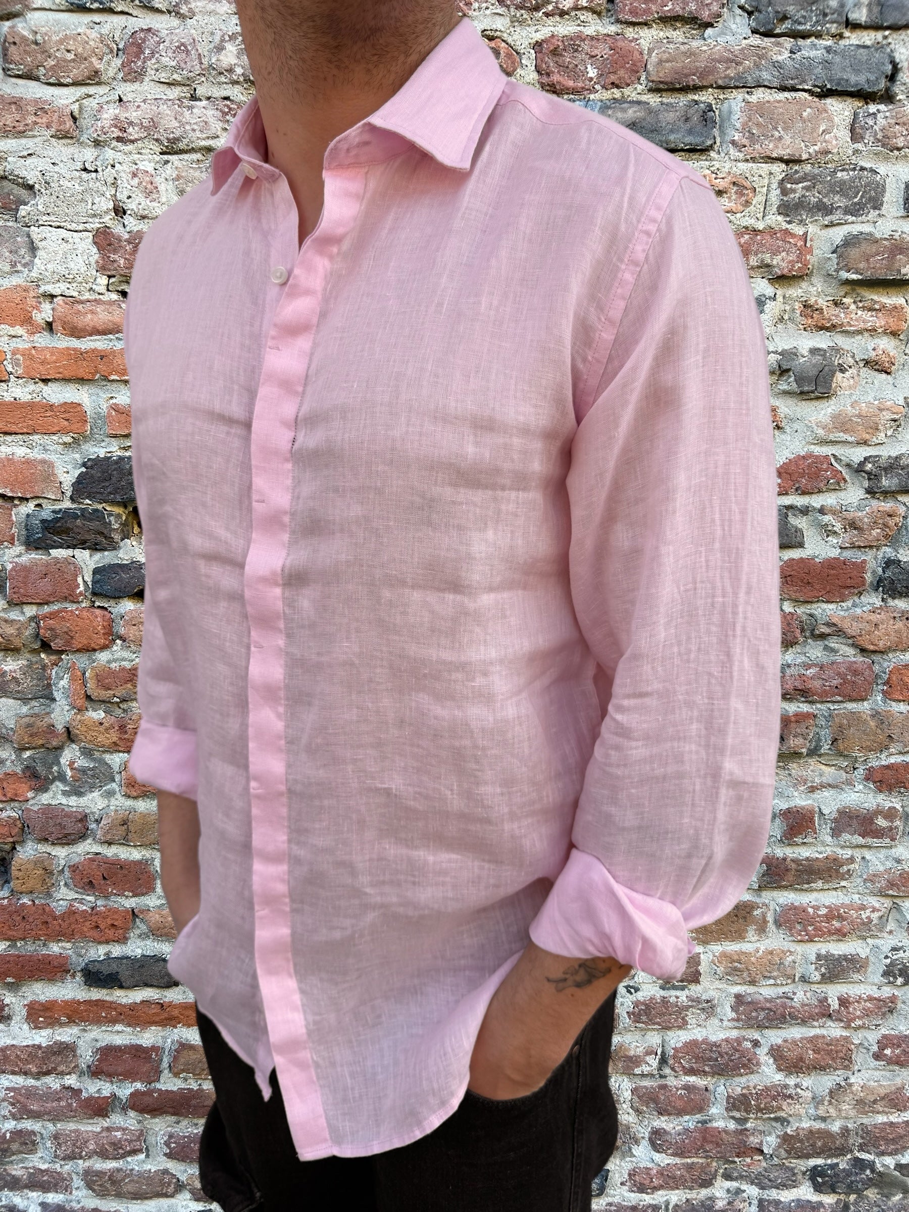 Camicia Berna Lino Rosa 199 (11926311600468)