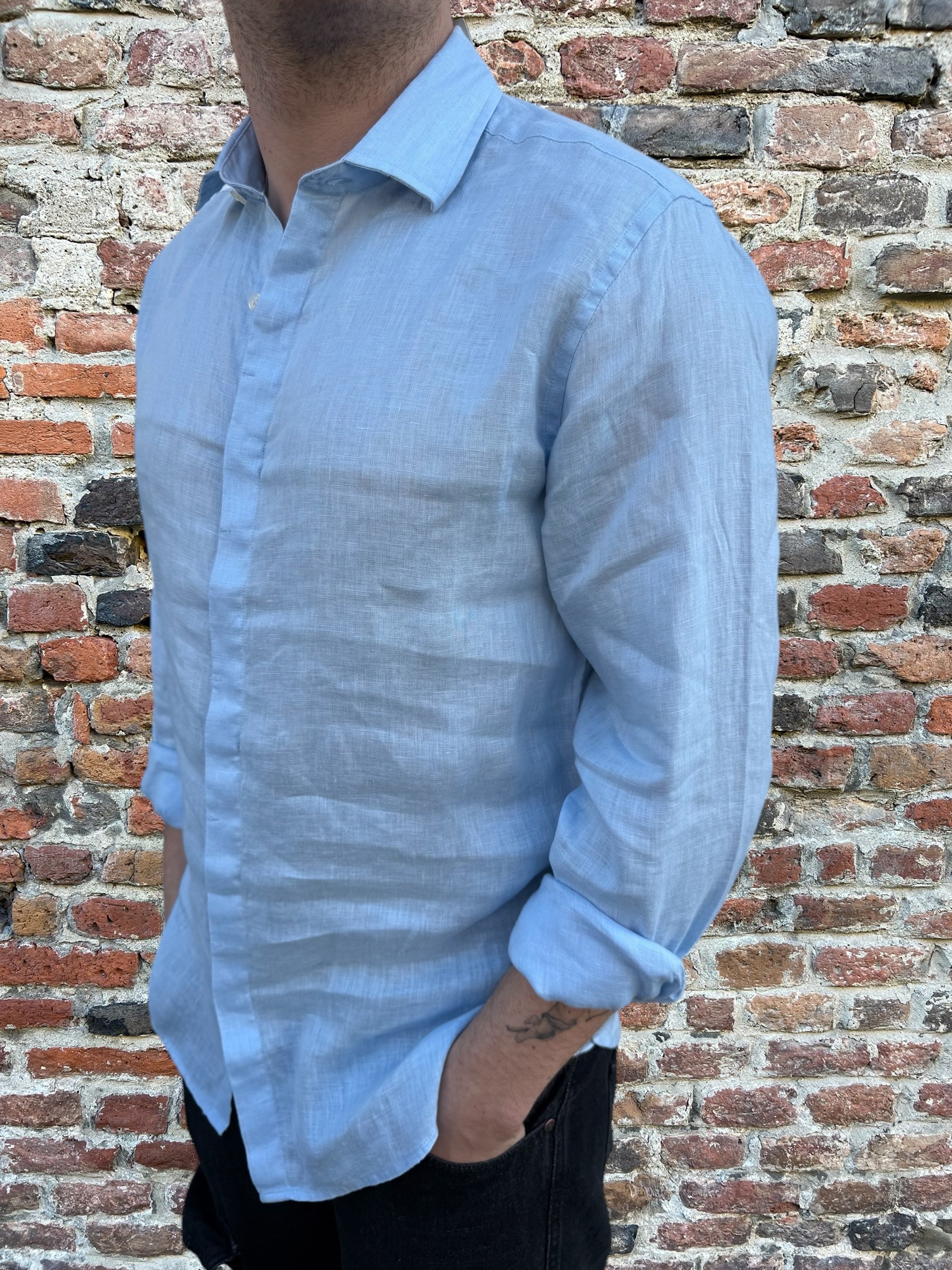 Camicia Berna Lino Cielo 199 (11926322676052)
