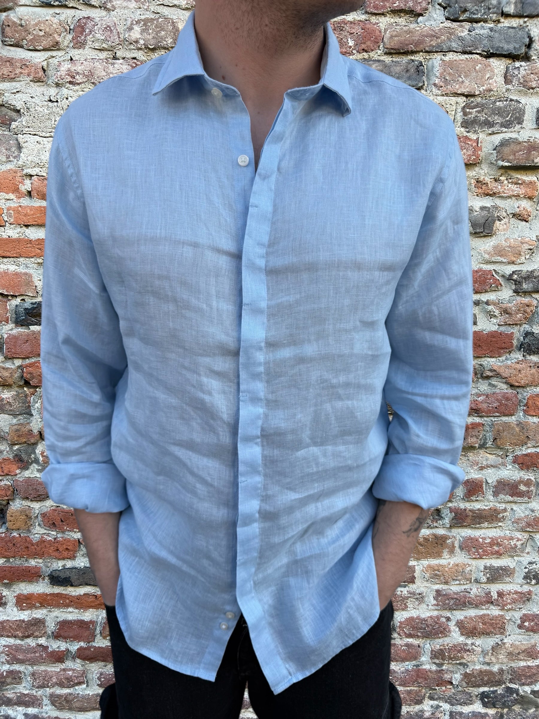 Camicia Berna Lino Cielo 199 (11926322676052)