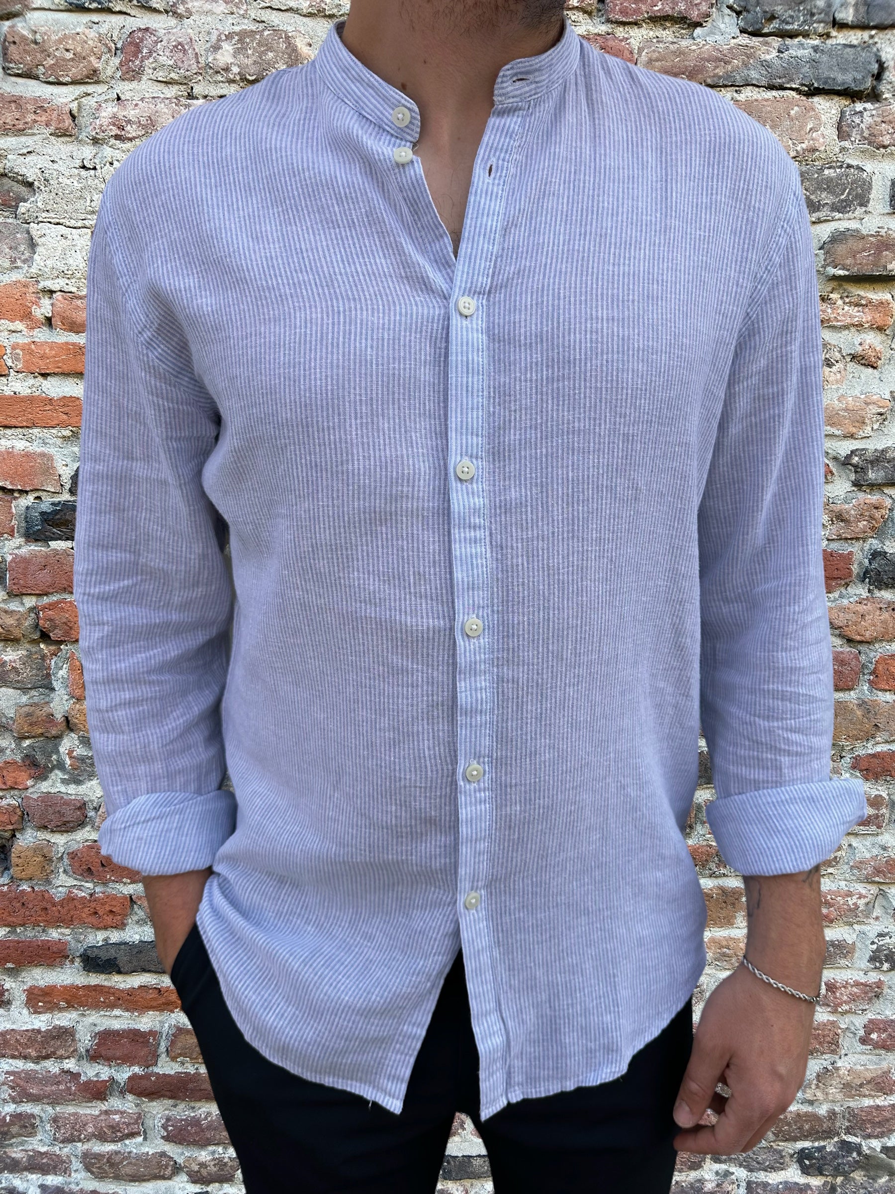 Camicia Block Eleven Microriga Azzurra 193 (9133400228180)
