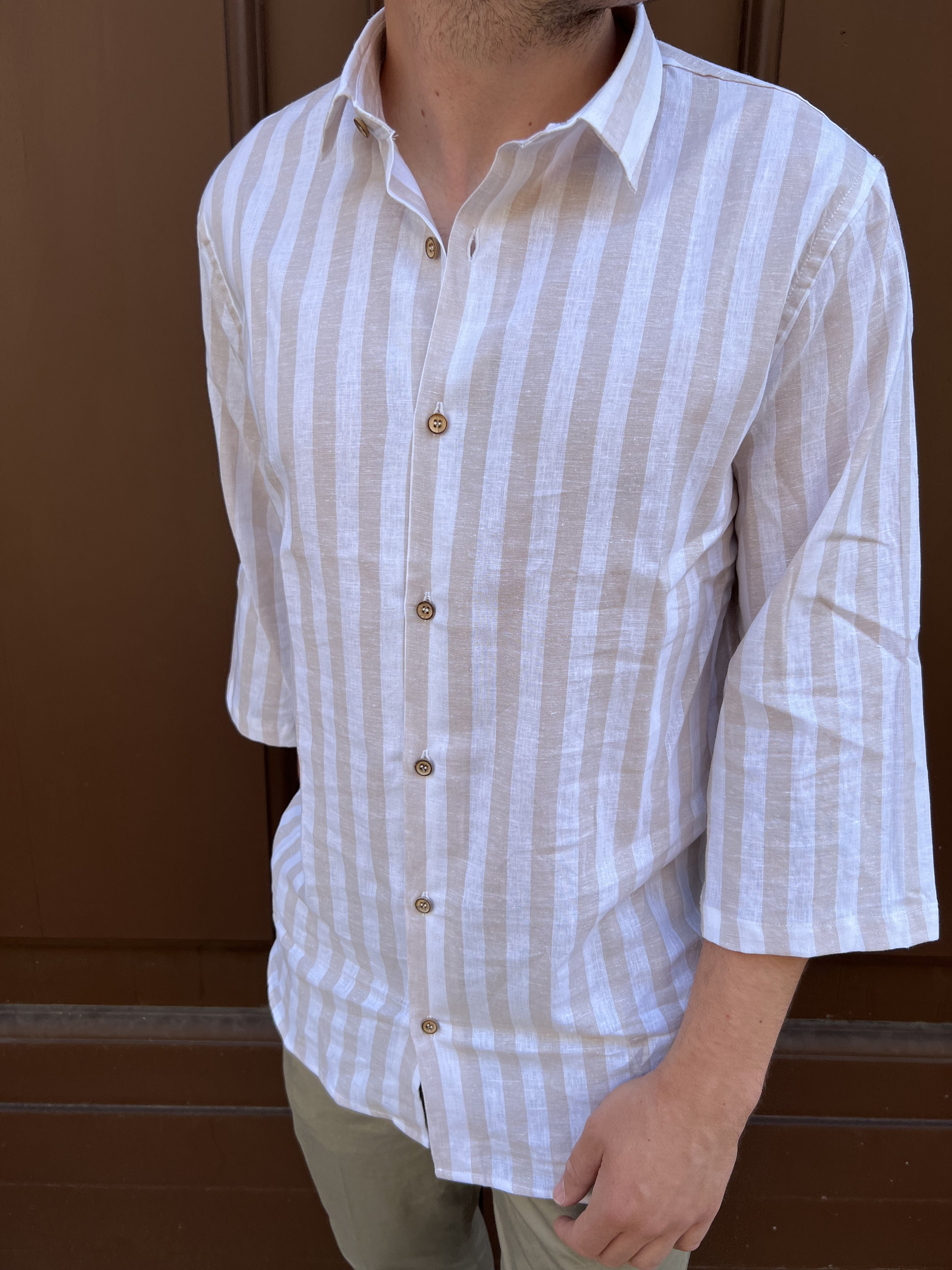 Camicia Sartoria Righe Beige (6928151085109)